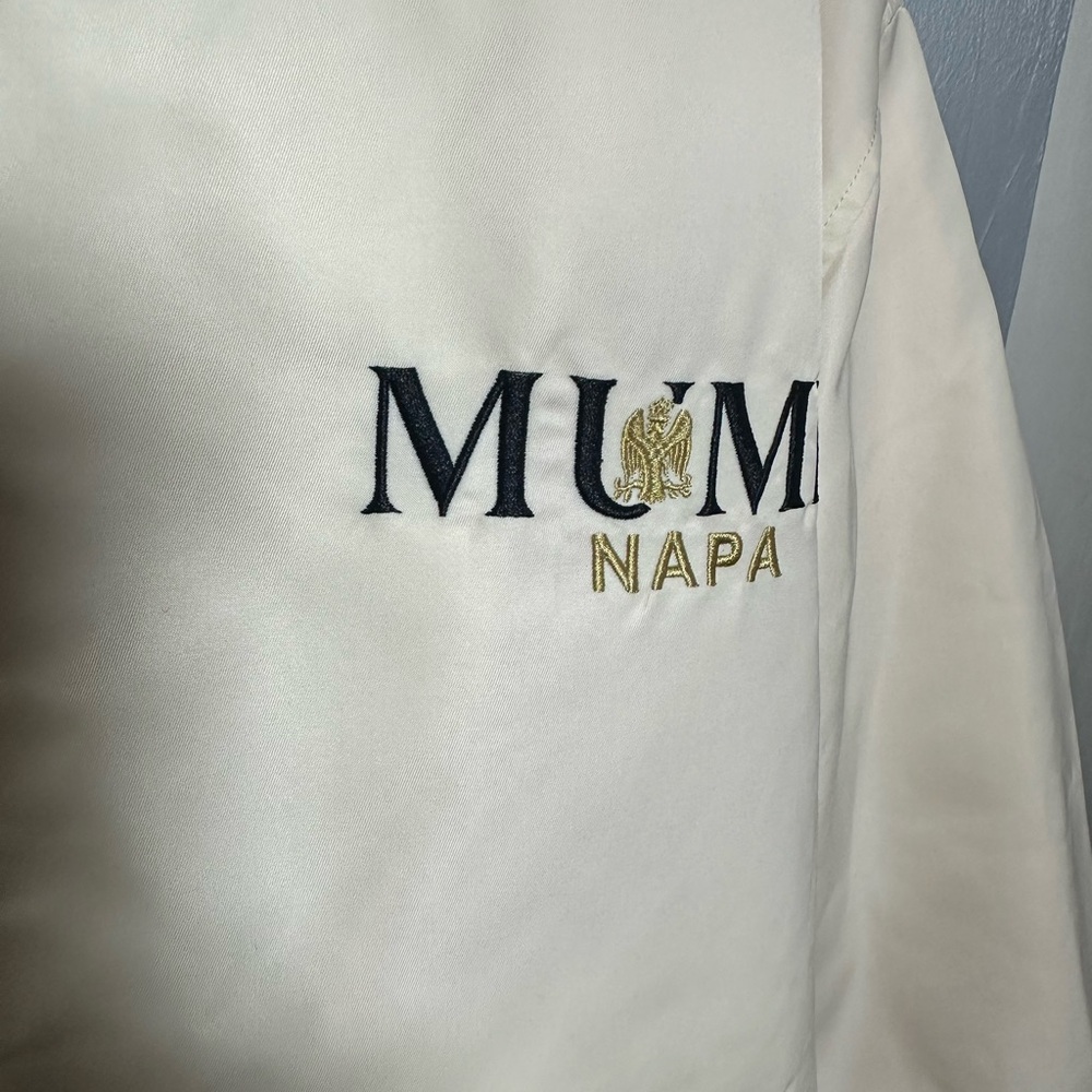Mumm Napa Winery Cream Bomber Jacket with Ribbed Accents L - Picture 8 of 8